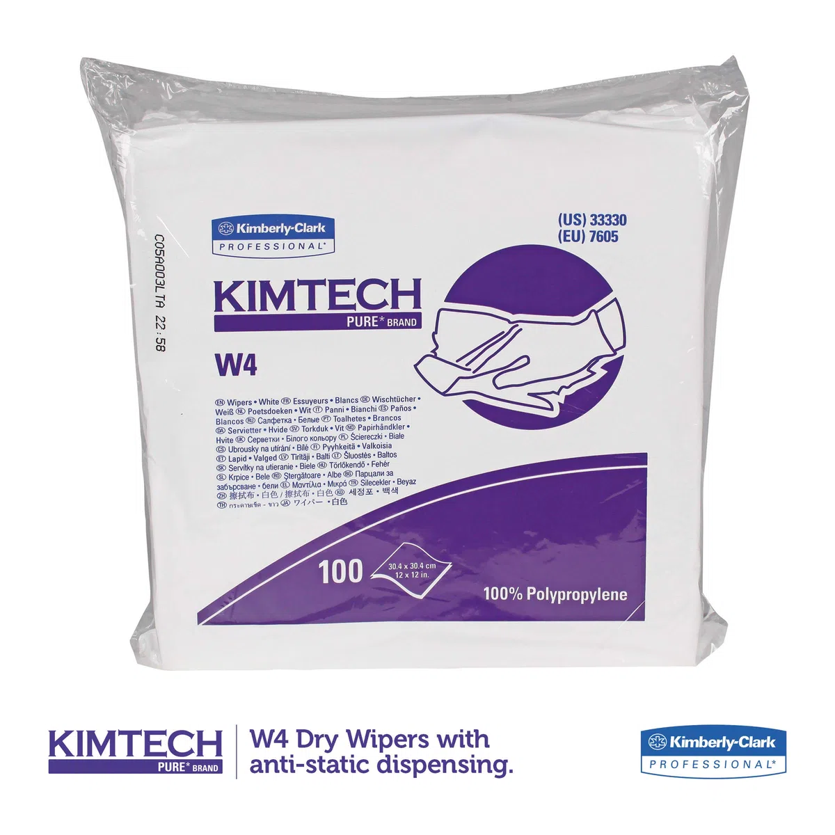 Kimtech Pure W4 Scheibenwischer 7605, 5 Beutel x 100 Blatt, weiß