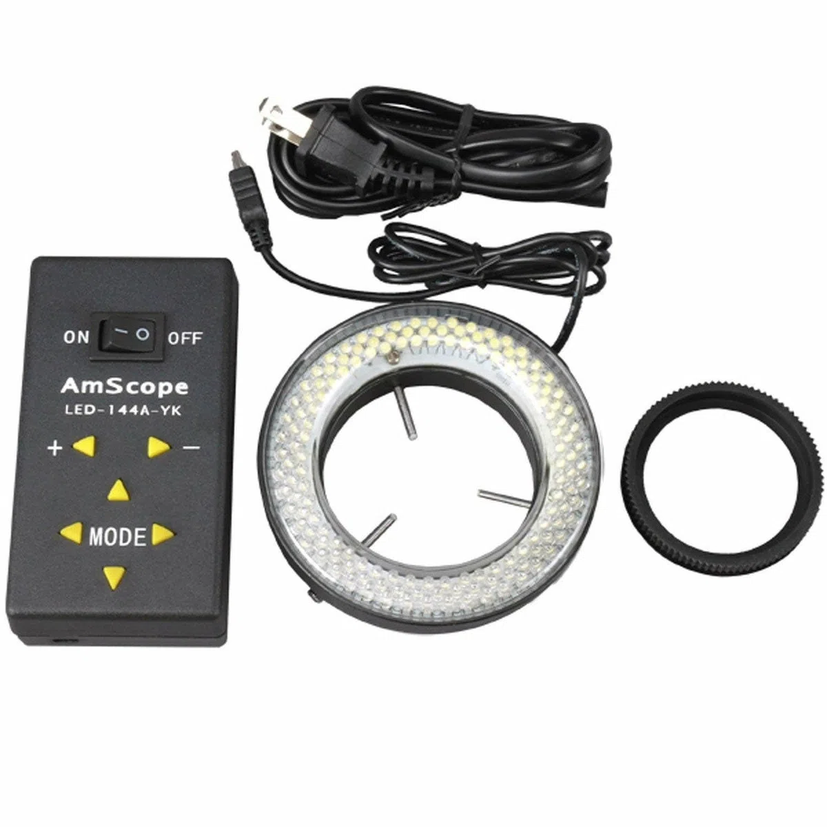 AmScope LED-144A-YK LED-Lichtrichtungs-einstellbares Mikroskop-Ringlicht für Stereomikroskope, 144-teilig
