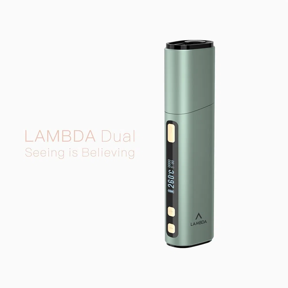 LAMBDA Dual Heat Not Burn Device, 3200 mAh OLED Display Einstellbare Temperatur und Zeit Heizung, use Replaceable Heizblatt Part (Grün)