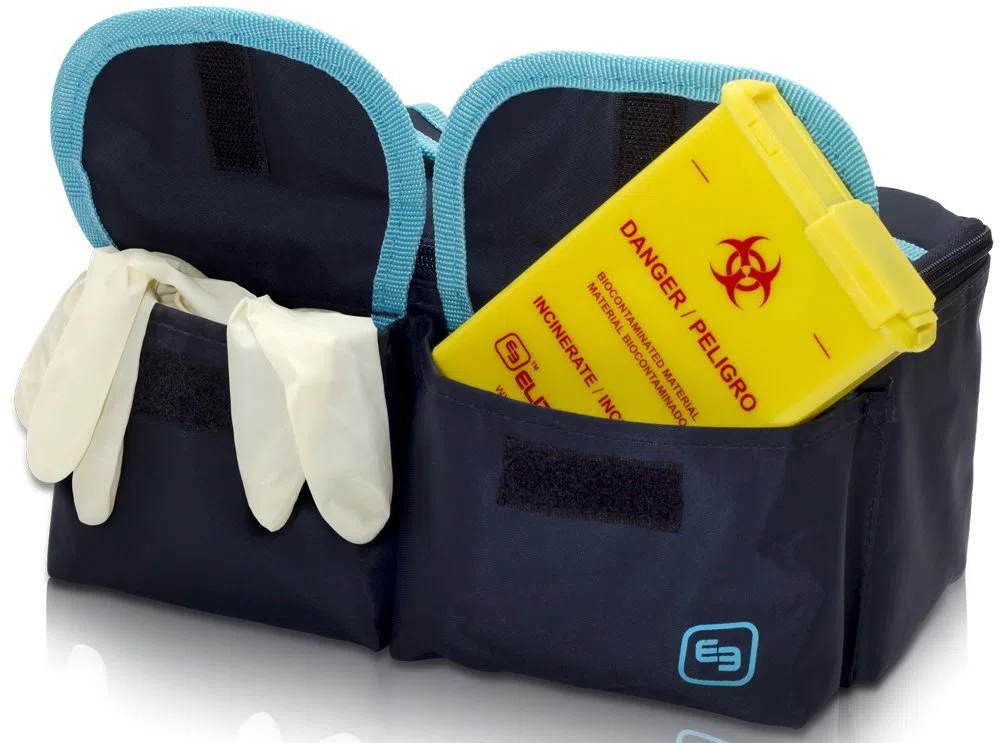 ELITE BAGS EB ROW'S blau | Kleine Labortasche | speziell zur Blutentnahme bei Hausbesuchen | Pflegepersonal | Arzt | Krankenschwester