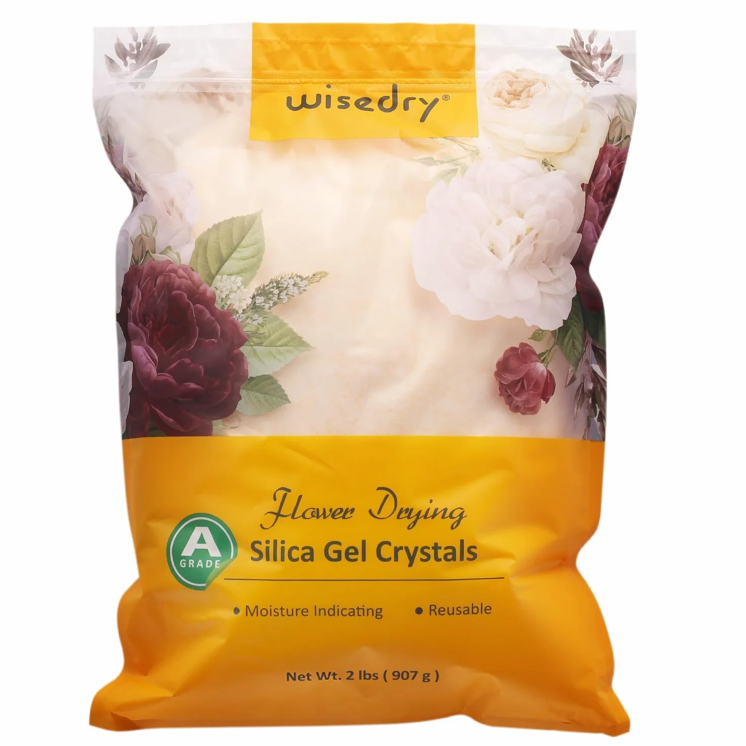 wisedry Silica Gel Blumen Trocknen 2 LBS (0,9 kg), Feinen Kristallen, Kieselgel zum Trocknen von Blumen, Wiederverwendbares Silica Gel Blumenschutzmittel mit Indikator