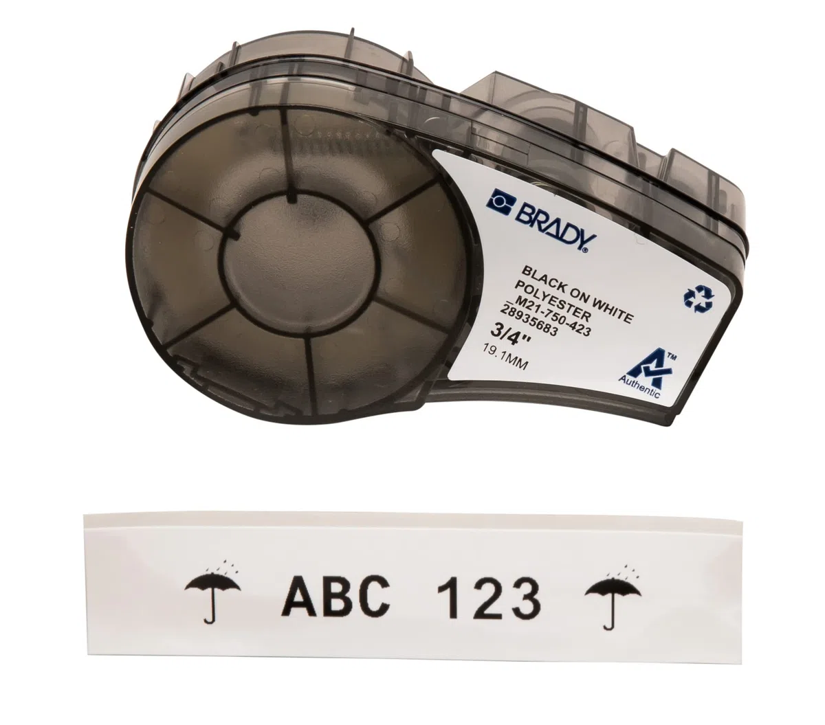 Brady M21-750-423 Tape for Lab Pal, Polyester, 19.1 mm, White