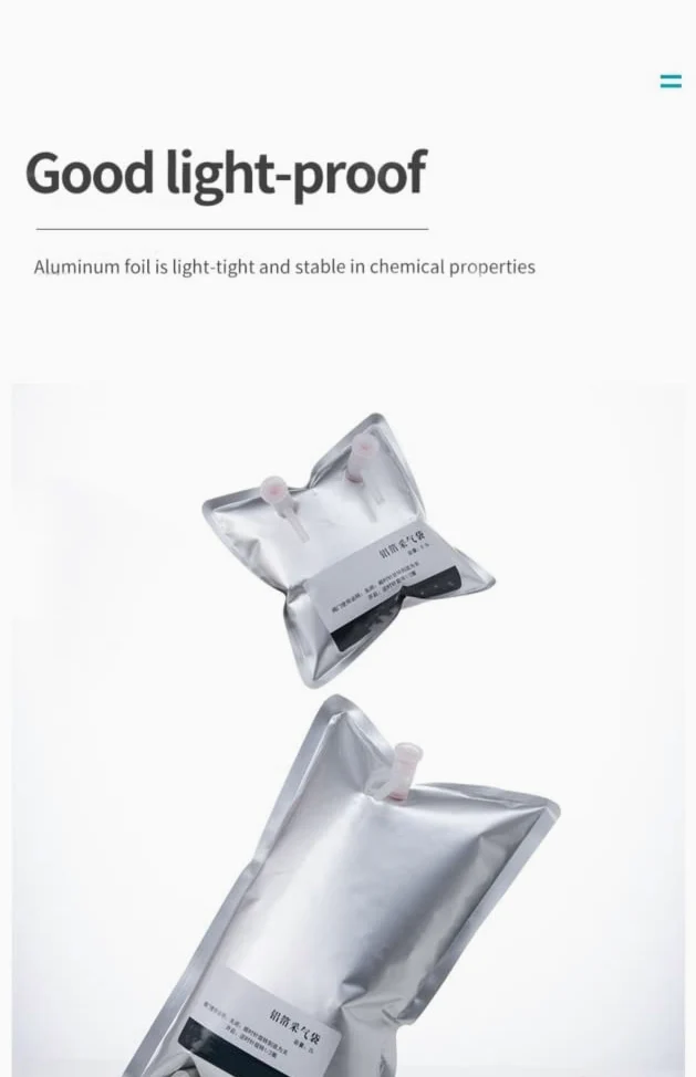 Gasprobenahmebeutel aus Aluminiumfolie – 10 Stück pro Packung, zur Gassammlung/-speicherung, 0,5 l–15 l, lichtdicht, auslaufsicher(1L Double Valves)