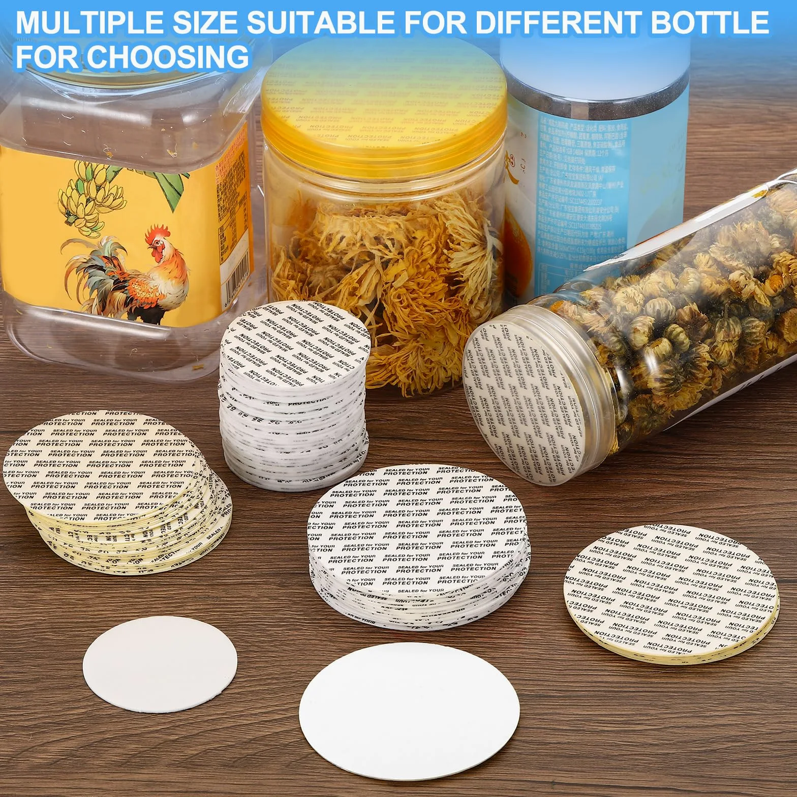 PATIKIL 89mm/3.5Zoll Druckempfindliche Dichtung 500 Stück Klebende PS Schaumstoff Deckel Dichtungen Resistente Manipulation Für Kunststoff Glas Gefäß Flaschenverschluss Dichtungen