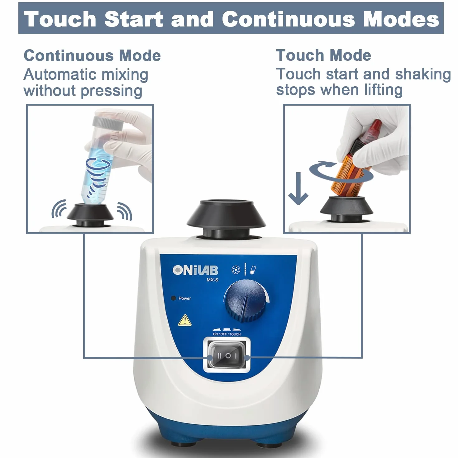 ONiLAB Lab Vortex Mixer mit Touch Start und kontinuierlichen Modi, Labor Vortexer für Rohre, Nagellack, Wimpernklebstoffe und Hobbyfarben Mischen, 0-3000 RPM.Include Extra 120pcs 7/32in Mischkugeln