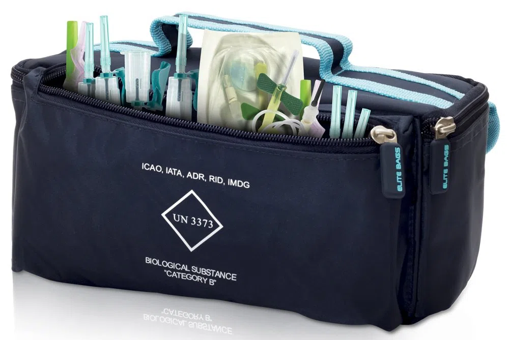 ELITE BAGS EB ROW'S blau | Kleine Labortasche | speziell zur Blutentnahme bei Hausbesuchen | Pflegepersonal | Arzt | Krankenschwester