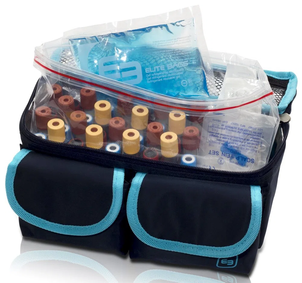 ELITE BAGS EB ROW'S blau | Kleine Labortasche | speziell zur Blutentnahme bei Hausbesuchen | Pflegepersonal | Arzt | Krankenschwester