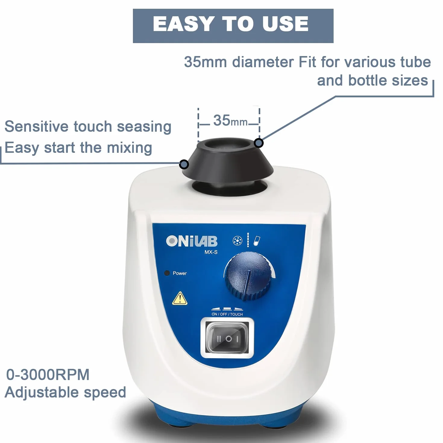 ONiLAB Lab Vortex Mixer mit Touch Start und kontinuierlichen Modi, Labor Vortexer für Rohre, Nagellack, Wimpernklebstoffe und Hobbyfarben Mischen, 0-3000 RPM.Include Extra 120pcs 7/32in Mischkugeln