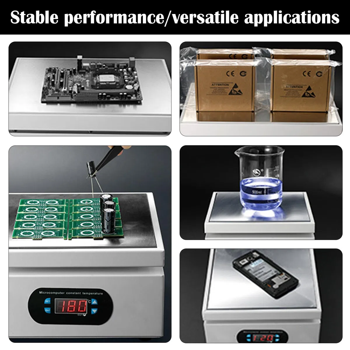 Heizplatte, Digitale LED Kochplatte Mikrocomputer Elektrische Heizplatte 500W 150X150mm Labor Heizplatte Wissenschaftliche Laborausrüstung Laborbedarf Elektrische Löt-Heizplatte Schweißer-Heizplatte